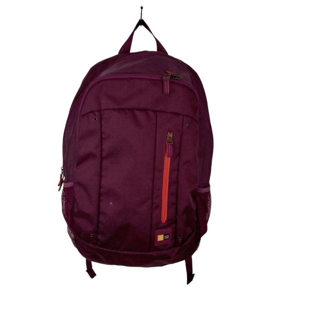 Case Logic Burgundy Backpack Pockets Adjustable Straps Pockets School